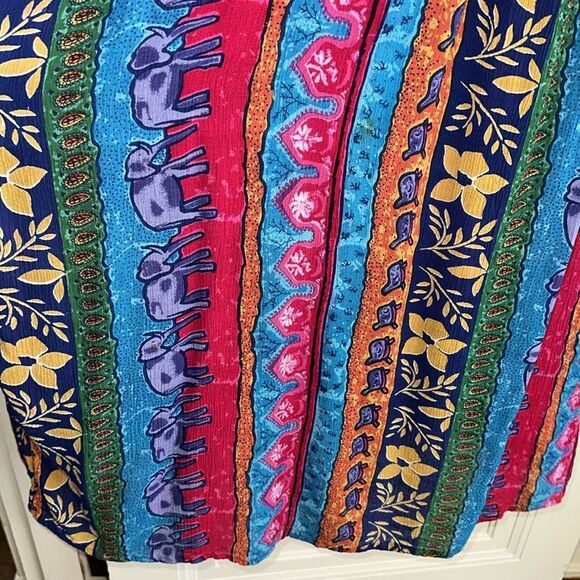 Sante V Neck Multicolored Multi Patterned House Lounge or Summer Rayon Dress - Picture 4 of 8